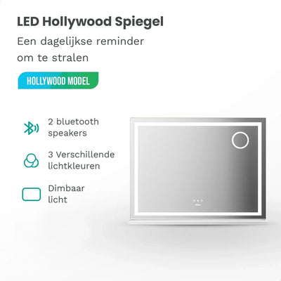 Hollywood Spiegel - Bluetooth Speakers - 80x60cm - Wit - second image
