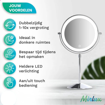 Make-Up Spiegel - Hoogte verstelbaar - Chrome - 1-10x Vergroting - second image