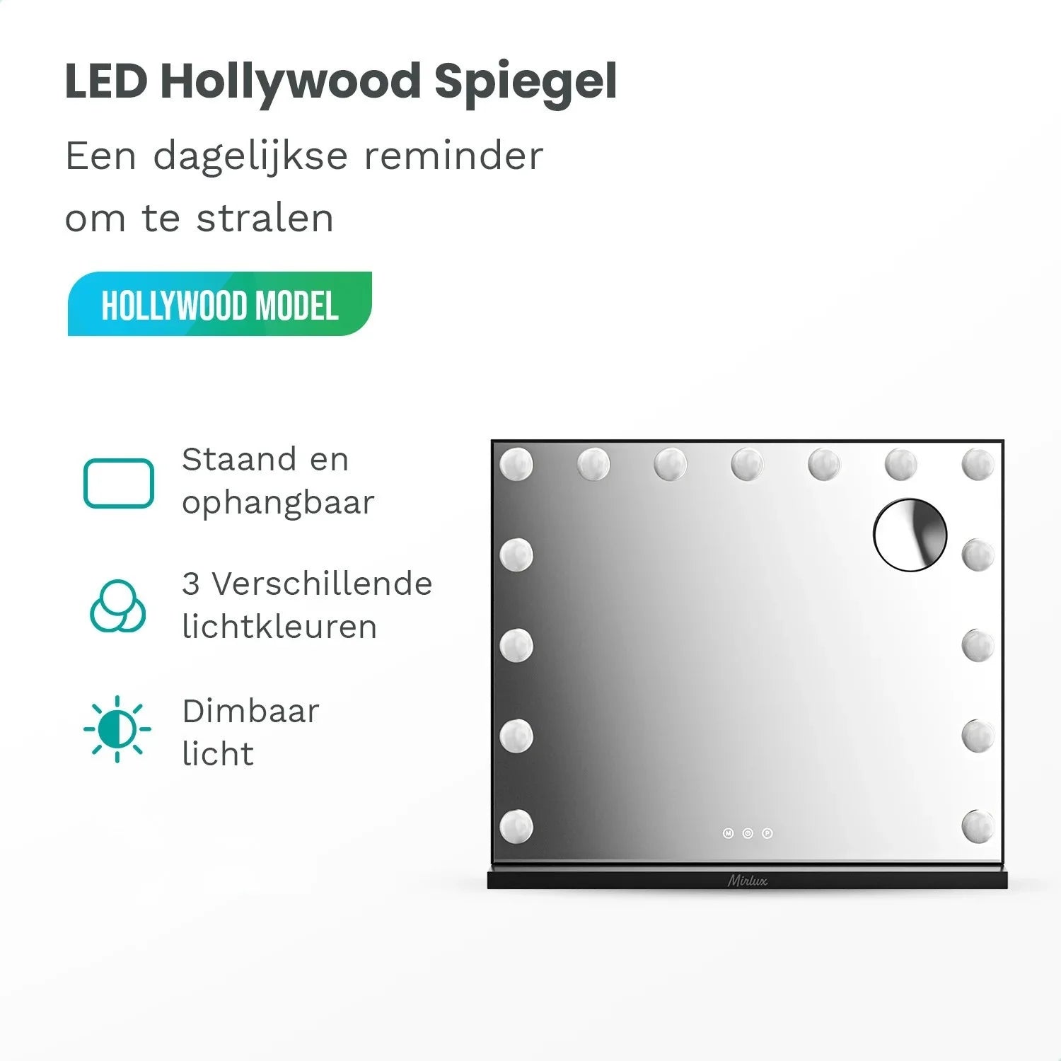 Hollywood Spiegel - 58x48cm - Zwart
