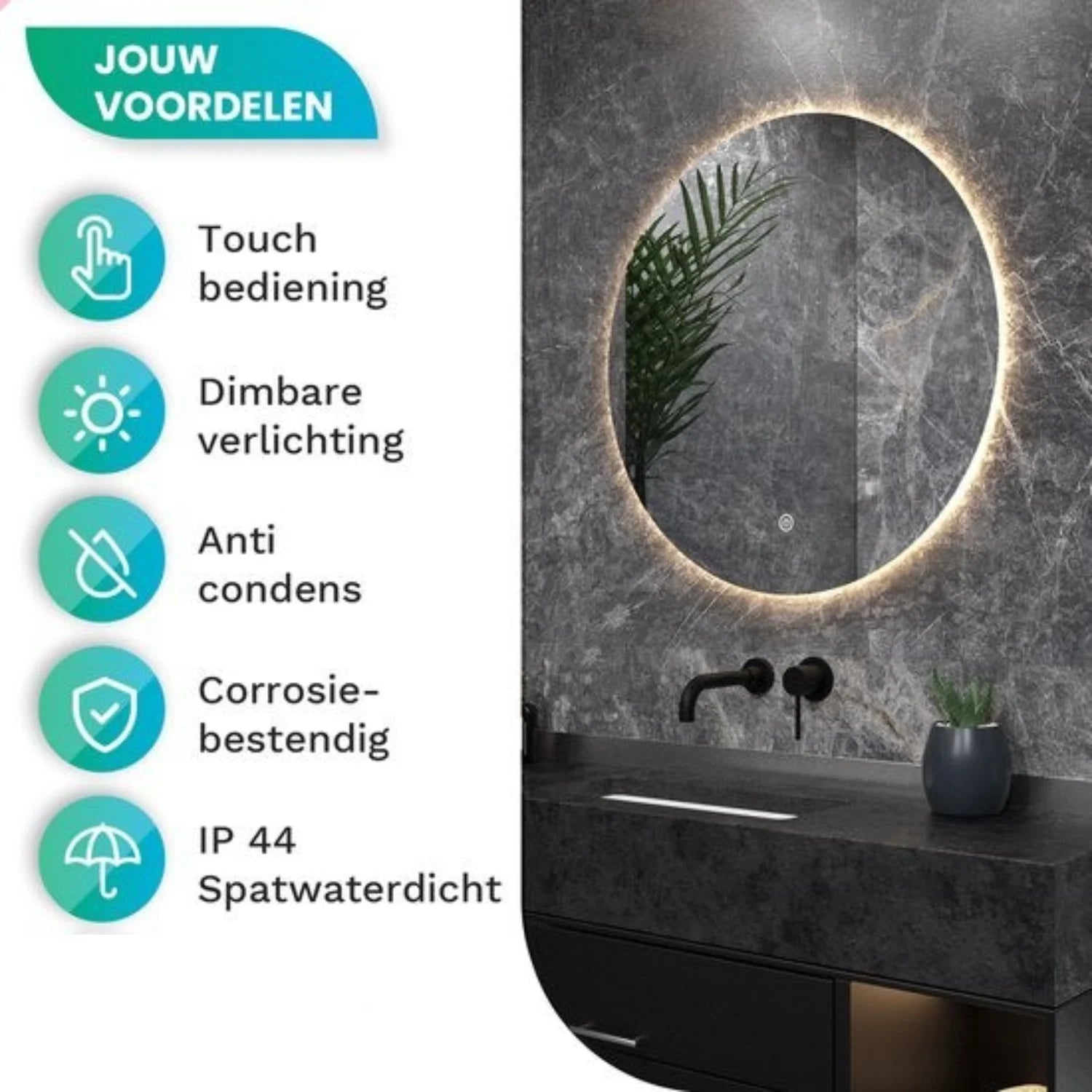 Badkamerspiegel - 80cm - Rond - Frameloos