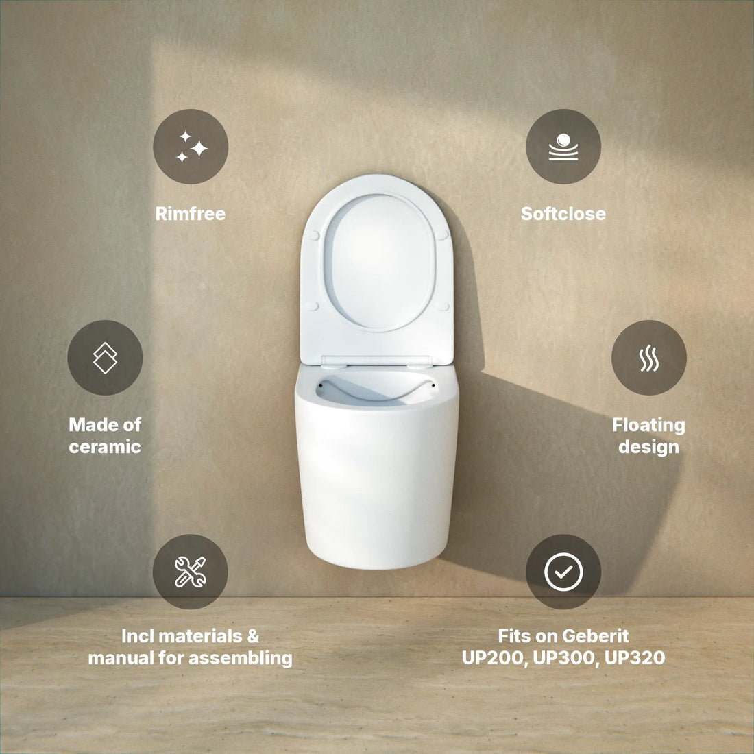 Hangtoilet Varo - Randloos - Softclose Zitting - Mat Wit